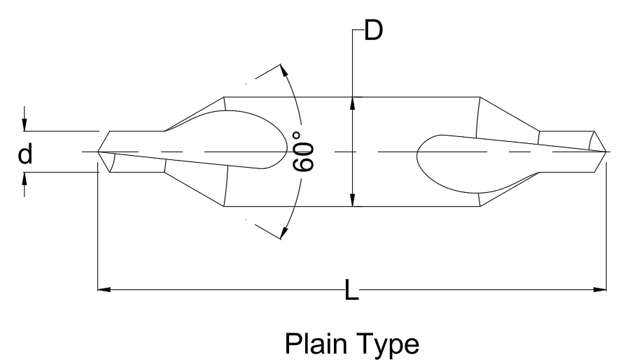 Type A center drill dimensional drawing
